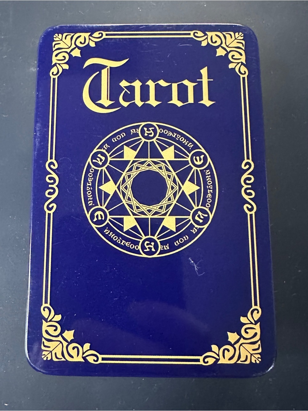 Tarot Card Tin Case - Blue and Gold